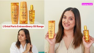 My Haircare Routine with the LOréal Paris Extraordinary Oil Range  Perkymegs Hindi [upl. by Friedberg738]