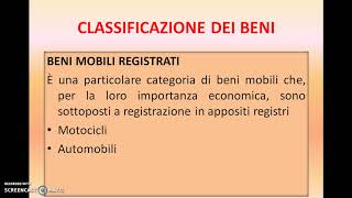 CLASSIFICAZIONE DEI BENI [upl. by Olnee]