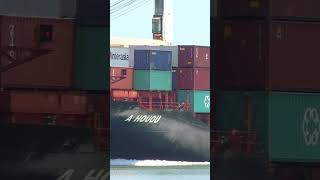 SHARP TURN OF CONTAINER SHIP ship containerships cargoship shipspotting [upl. by Nedra148]