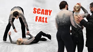 Ashley CainGribble injured 😢 in Figure Skating World Championships Montpellier 2022 [upl. by Allerus79]