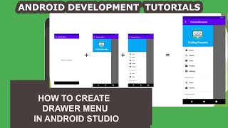 How to Create Drawer Menu in Android Studio  48  Android Development Tutorial for Beginners [upl. by Bohon]