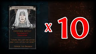 Opening 10 Sets of Love Through Ice Unnatural Instinct Card  Path of Exile 323 [upl. by Ilahtan802]