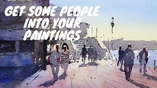 How to paint figures in a landscape  Watercolor Tutorial by Tim Wilmot 42 [upl. by Lilian]