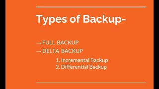 Backup and Types of Backup  Full Backup  Incremental Backup  Differential Backup backup [upl. by Atiruam]