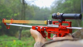 Slingshot ReviewAmazing Slingshot RifleBest Powerful Accurate Hunting Fishing Mechanical Slingshot [upl. by Nohs]