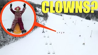 Drone catches snow clowns tobogganing at this abandoned ski resort Unbelievable [upl. by Yelad]