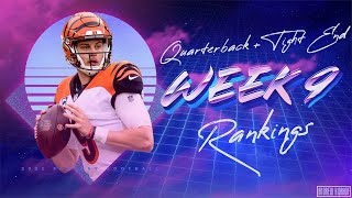 2021 Fantasy Football  Week 9 Quarterback amp Tight End Rankings [upl. by Jit]