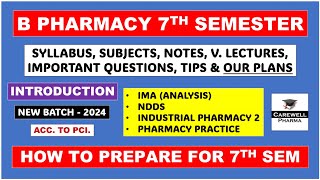 B Pharmacy 7th Semester  Introduction  Syllabus Subject Practical Tips  Carewell Pharma [upl. by Latsyrk182]