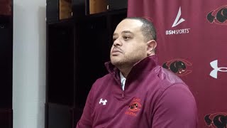 Claflin mens basketball coach Brion Dunlap talks about first win [upl. by Norval]