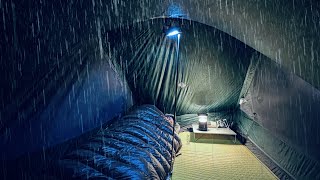 COZY TENT CAMP WITH WARM TENT IN HEAVY RAIN • RELAXING IN THE TENT WITH SOUND OF RAIN • ASMR [upl. by Ecilef233]