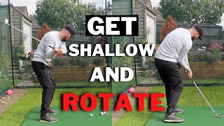 AMAZING Online Lesson Golf Swing Transformation  SHALLOW The Club And ROTATE Effortlessly [upl. by Arlynne]