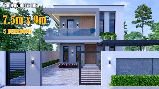 Modern small House 2storey  75m x 9m with 5Bedrooms [upl. by Desmund714]