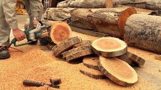 Professional And Creative Woodworking  Create A Unique Table From Wood Slices Of Large Tree Trunks [upl. by Fisk]