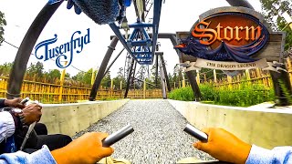 Storm  The Dragon Legend Roller Coaster On Ride Front Seat 4K POV TusenFryd Norway 2023 08 09 [upl. by Repotsirhc]