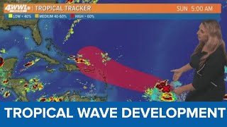 Sunday 8 am Tropical Update Tropical wave in Atlantic Ocean set to develop [upl. by Acimot]