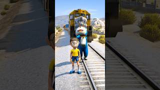 NOBITA HIJACK TRAIN TO SAVE DORAEMON FATHER LIFE PART 5 shorts gta5 [upl. by Enerak30]