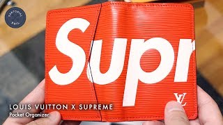 Louis Vuitton x Supreme Pocket Organizer Mens FW1718 UnboxingReveal [upl. by Ahsatin]