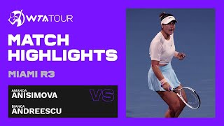 Bianca Andreescu vs Amanda Anisimova  2021 Miami Round 3  WTA Match Highlights [upl. by Esylla]