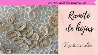 Tutorial crochet irlandés ramito de hojas paso a paso Tejidocirculos [upl. by Lashondra]