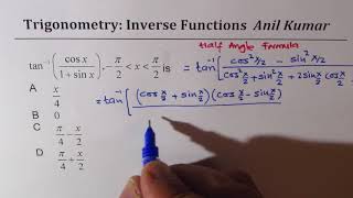 Evaluate arctancosx1sinx arctan Inverse Trigonometric Function [upl. by Perseus]