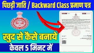 Backward Class Certificate Kaise Banaye  How To Apply Backward Caste Certificate Online [upl. by Lizabeth]