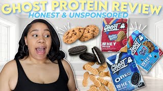 Trying All 3 Ghost Protein Cookie Flavors  Honest Review Chips Ahoy Oreo amp Nutter Butter [upl. by Liu]