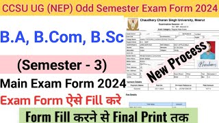 How to Fill CCS University Examination Form 2024  CCSU BA BCom BSc NEP Exam form fill up [upl. by Lletnom]