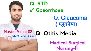 GNM 2nd Year Medical Surgical NursingII Glaucoma Otitis Media amp STD disease NursingGyan [upl. by Elumas]