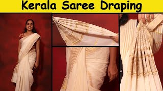 Onam Special  Kerala Saree Draping  Easy tutorial  SD VLOGS [upl. by Elinnet]