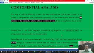 Componential analysis lecture 14 semantics bs 4 [upl. by Ardy]