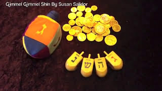 The Hanukkah Dreidel Game A Fun Song for Kids quot Gimmel Gimmel Shinquot by Susan Salidor [upl. by Lanfri]