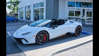 Lamborghini Huracan Performante Spyder LOUD ANGRY BEAST Delivery to Lamborghini Miami [upl. by Annis]