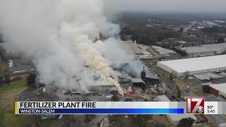 Crews from multiple fire departments battle blaze at WinstonSalem fertilizer plant [upl. by Jammie]