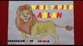 ASLAN ÇİZİM VE BOYAMA NASIL YAPILIR EN GÜZEL ASLAN RESMİ YAPMA [upl. by Esyla954]