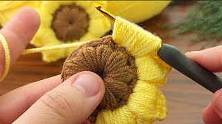 very easy sunflower model explanation online tutorial crochet knit👌 tasarım 👉elisisevdas1213 [upl. by Einatsed]