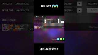 Rai Stat 😱😱☠️☠️ Profile freefire freefireshorts [upl. by Erme811]