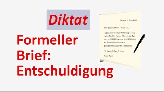 Lerne Deutsch B1B2 mit einem Diktat Formeller Brief Entschuldigung [upl. by Irec]