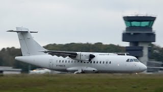 ATR 42300 FHBCS Chalair landing and take off at Limoges Airport [upl. by Irina]