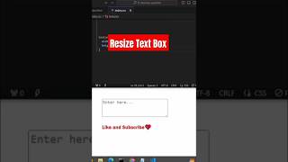 Resize Text Box in html css shorts coding shortvideo [upl. by Annekam287]