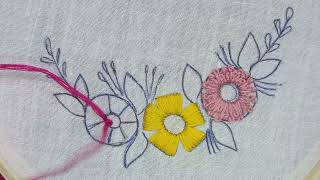 Embroidery flower designs  hoop art embroidery design  hand embroidery for beginners  stitches [upl. by Eidnew]