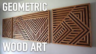 Geometric Wood Slat Wall Art [upl. by Oballa]