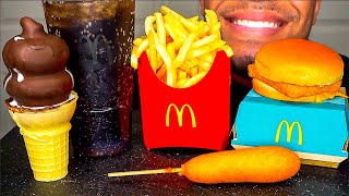 MCDONADS FISH FILLET CORNDOG ICE CREAM CONE DIPPED CHOCOLATE CRISPY FRENCH FRIES BIG BITES ASMR MUK [upl. by Sturrock813]