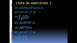 Lista 01 de exercícios de integrais por substituição [upl. by Spielman]