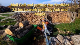 31 Mail call and putting the YardMax 25 ton half beam log spitter to work [upl. by Raffaello403]