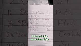 Class 10 pre board date sheet [upl. by Notsa]