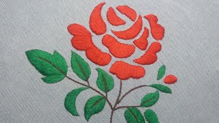 Hand Embroidery Satin Stitch  Rose Flower [upl. by Noled]