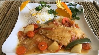 FILETE DE PESCADO A LA NARANJA DELICIOSA RECETA [upl. by Lounge]