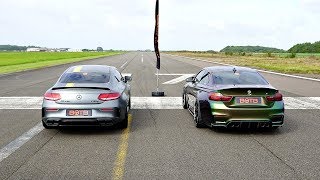 DRAG RACE MERCEDESAMG C63S VS BMW M4 [upl. by Miller]