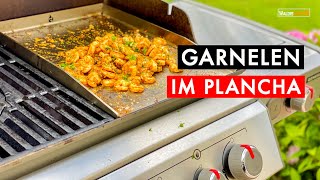 GARNELEN IM GASGRILL  PLANCHA  KNOBLAUCHGARNELEN [upl. by Enyrehtak34]