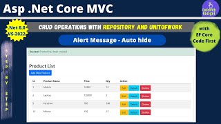 Bootstrap Alert Message  CRUD Operations in ASpNet Core with Unit of work  Repository Pattern [upl. by Demeter780]